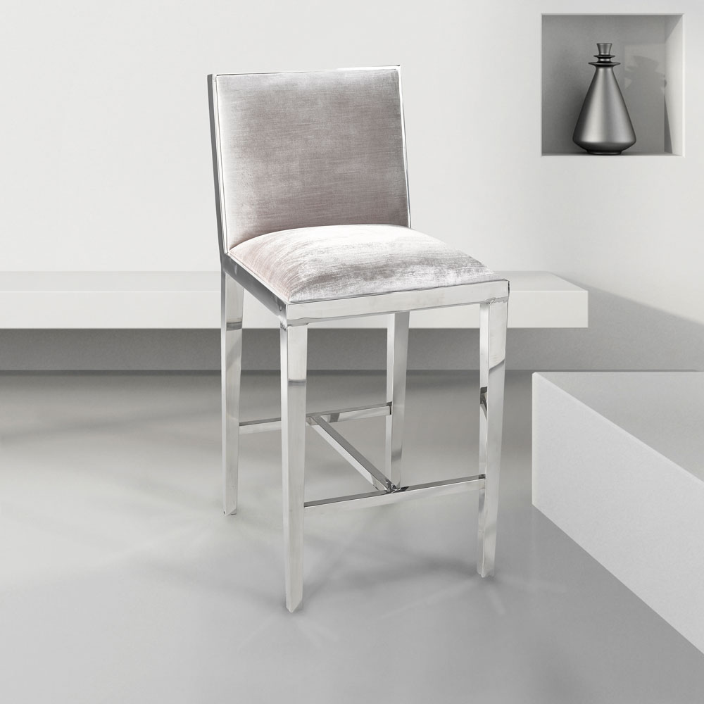 Emario Grey Velvet Kitchen Counter Chair